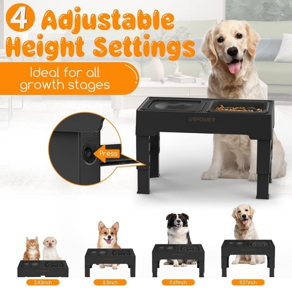 URPOWER 2-in-1 Elevated Slow Feeder Dog Bowls - Picture 3 of 6